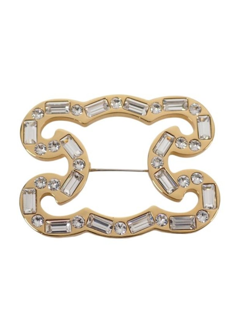 Celine Flame Sparkle Brooch Crystal Metal Gold 1000$